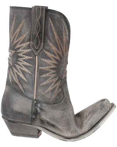 Golden Goose Botas de cuero con efecto vintage - Gris