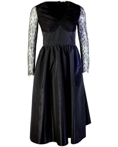 Lardini Black Long Dress with Lace details - Schwarz