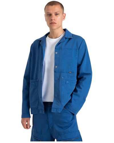 G-Star RAW Baumwoll-overshirt mit polyesterfutter - Blau