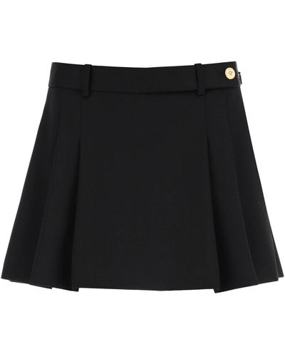 Versace Pleated Wool Mini Skirt - Black
