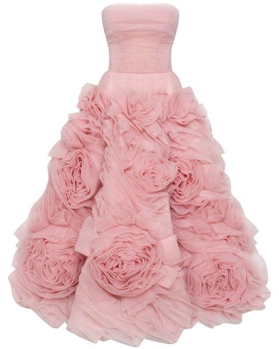 Millà Dramatically Flowered Tulle Dress - Pink