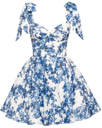 Millà Marvelous Hydrangea Mini Dress On Straps, Gar - Blue