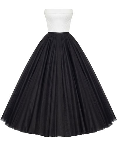 Millà B&W Tulle Evening Co-Ord Set With Long Gloves, Xo - Blue