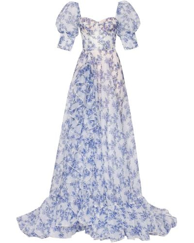 Millà Hydrangea Maxi Princess Dress - Blue