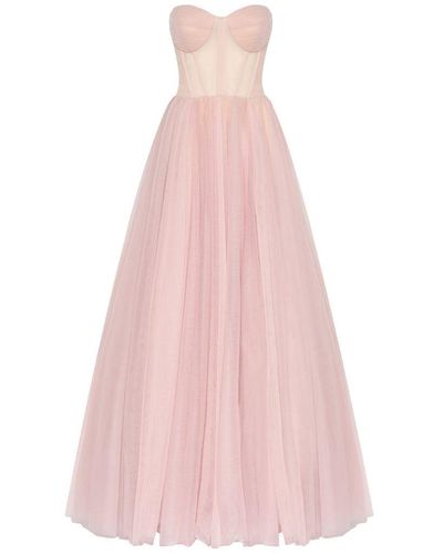 Millà Tulle Maxi Dress With A Corset Bustier - Pink