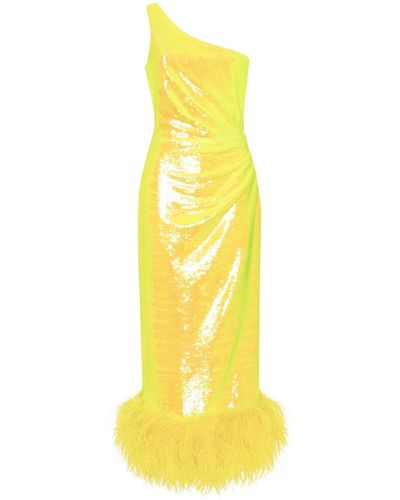 Millà Vivid One-Shoulder Sparkling Wrapped Midi D - Yellow