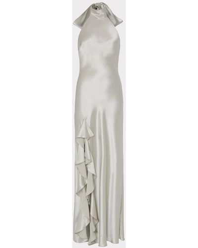 MILLY Roux Hammered Satin Gown - White