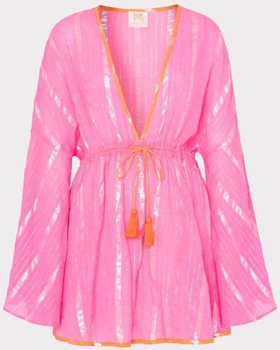 MILLY Olympia Lurex Stripe Coverup Dress - Pink