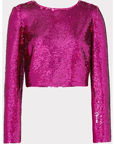 MILLY Shailyn 3d Sequins Top - Pink