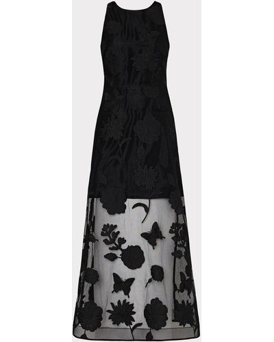 MILLY Hannah 3d Butterfly Embroidery Dress - Black