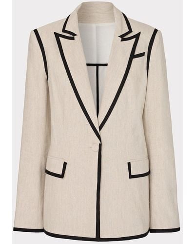 MILLY Solid Linen Jacket - Natural