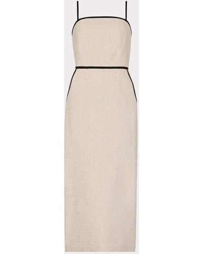 MILLY Amara Linen Contrast Midi Dress - Natural