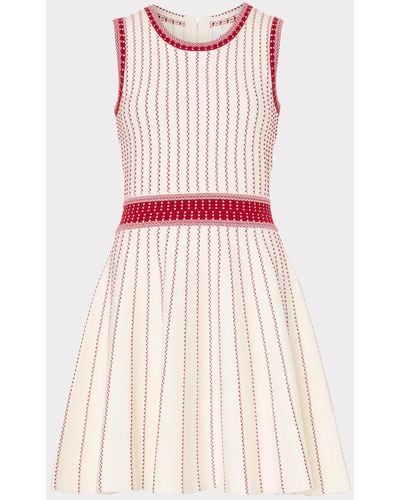 MILLY Vertical Texture Fit And Flare Dress - Pink