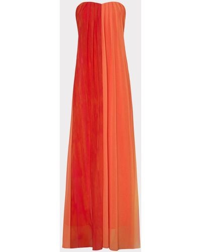 MILLY Sunset Stripe Strapless Dress - Red