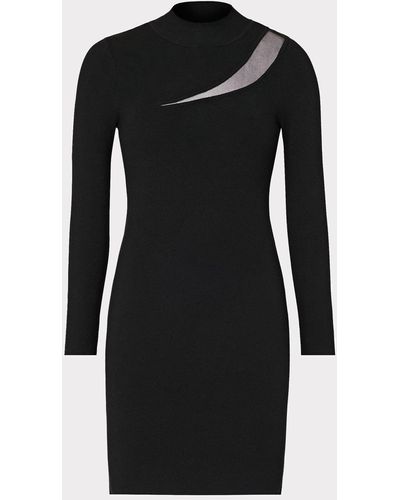 MILLY Ren Sheer Cut Out Mini Dress - Black