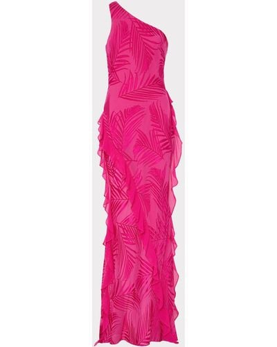 MILLY Ryanna Chiffon Devore Dress - Pink