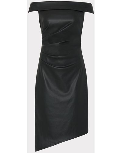 MILLY Ally Vegan Leather Dress - Black