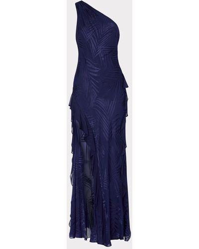 MILLY Ryanna Chiffon Devore Dress - Blue