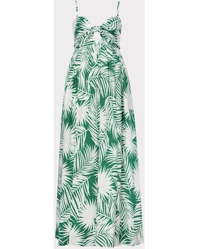 MILLY Noah Palm Print Poplin Dress - Green