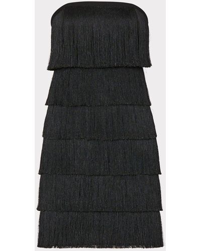 MILLY Nuoir Metallic Fringe Dress - Black