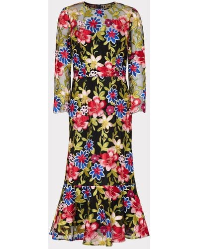 MILLY Rosalind Floral Embroidery Dress - White