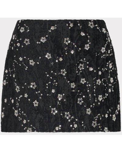 MILLY Modern Mini Beaded Skirt - Black
