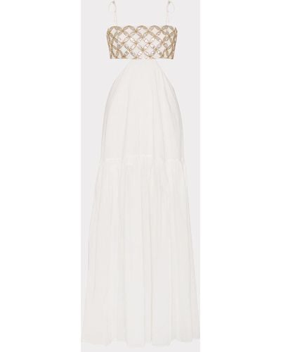 MILLY Atalia Mirrored Embroidery Maxi Cover-up Dress - White