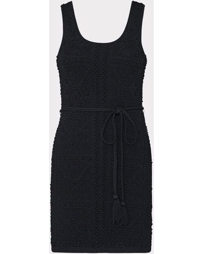MILLY Bubble Pointelle Knit Mini Dress - Black