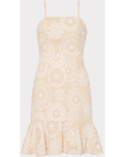 MILLY Linen Embroidered Dress - Natural