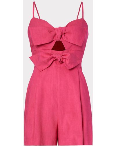 MILLY Anya Linen Romper - Pink