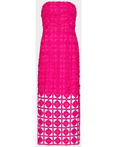 MILLY Kait Tile Lace Dress - Pink