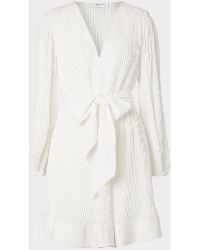 MILLY Liv Pleated Dress - White