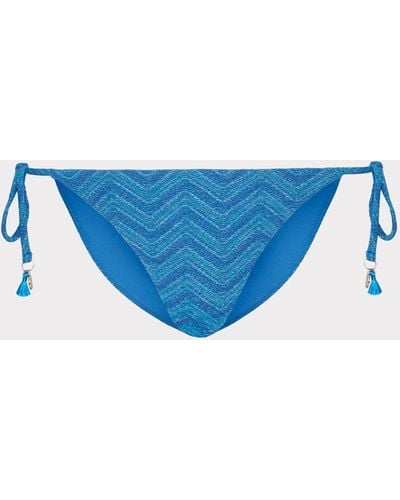 MILLY Jacquard String Bikini Bottom - Blue