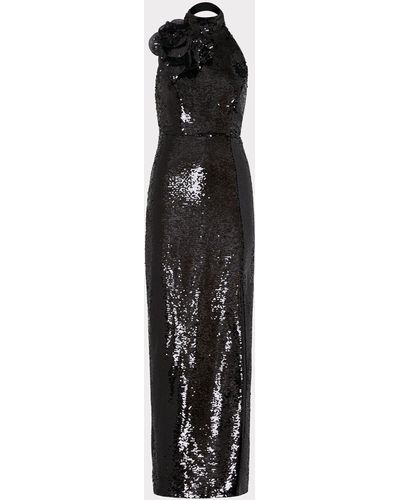 MILLY Sabine 3d Sequins Rosette Dress - Black