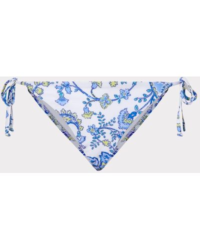 MILLY Sketched Paisley Millie String Bikini Bottom - Blue