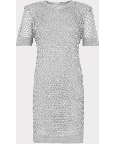 MILLY Sinclair Metallic Mesh Mini Dress - Gray