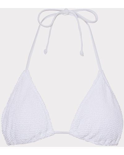 MILLY Textured Triangle Bikini Top - White