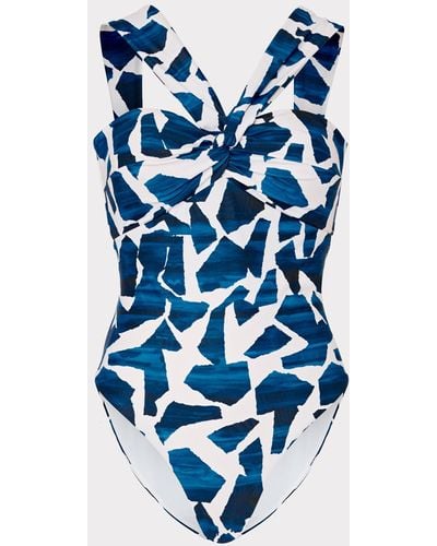 MILLY Betsy Ocean Puzzle Bandeau One Piece - Blue