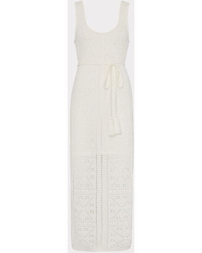 MILLY Bubble Pointelle Knit Midi Dress - White