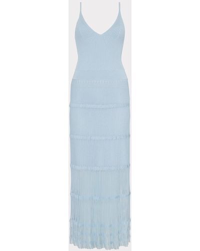 MILLY Sheer Knit Cami Dress - Blue