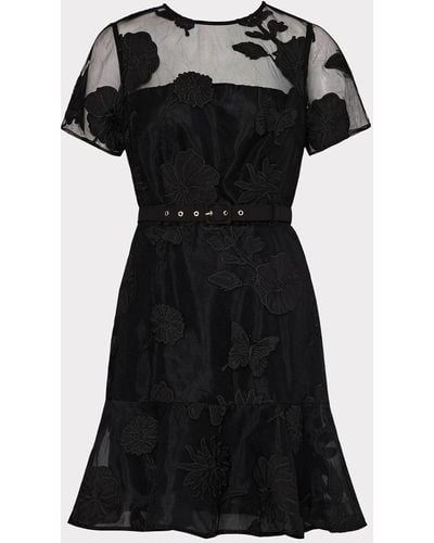 MILLY Rosie 3d Butterfly Embroidery Dress - Black
