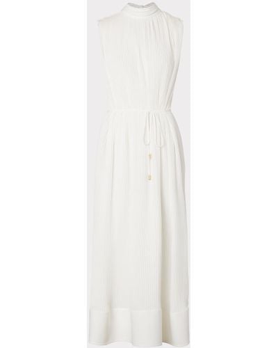 MILLY Melina Solid Pleated Dress - White