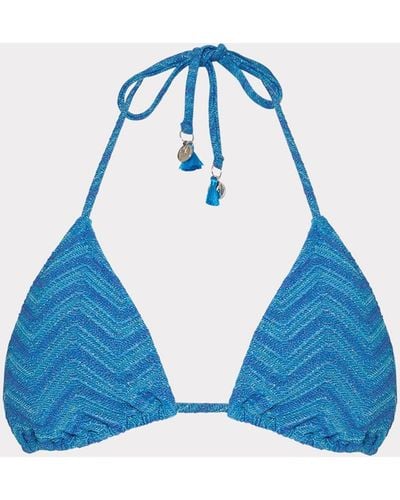 MILLY Jacquard String Bikini Top - Blue