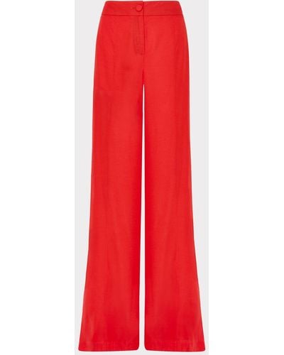 MILLY Nash Viscose Twill Pants - Red