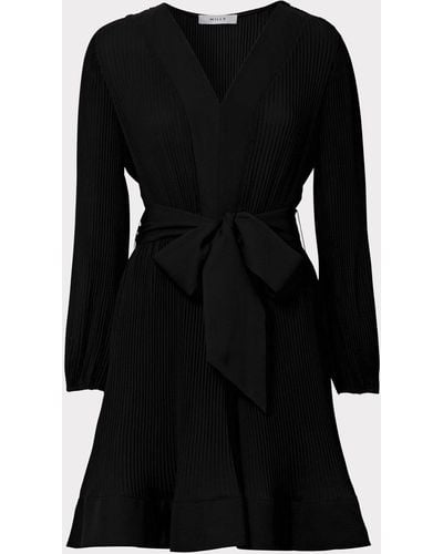 MILLY Liv Pleated Dress - Black