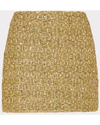 MILLY Metallic Tweed Modern Mini Skirt - Natural
