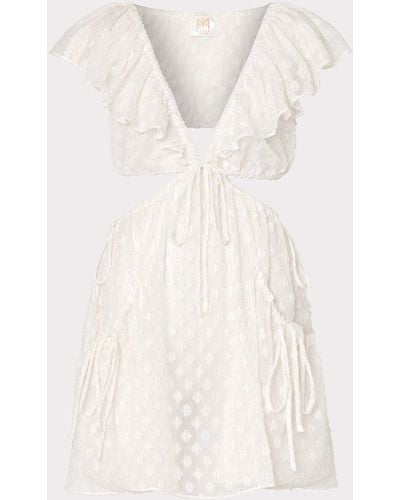 MILLY Delilah Diamond Jacquard Voile Coverup Dress - White