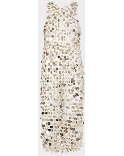 MILLY Sequin Crochet Midi Dress - White