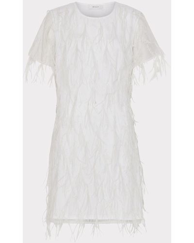 MILLY Rana Feather Dress - White