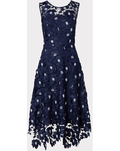 MILLY Annemarie 3d Poppy Lace Dress - Blue